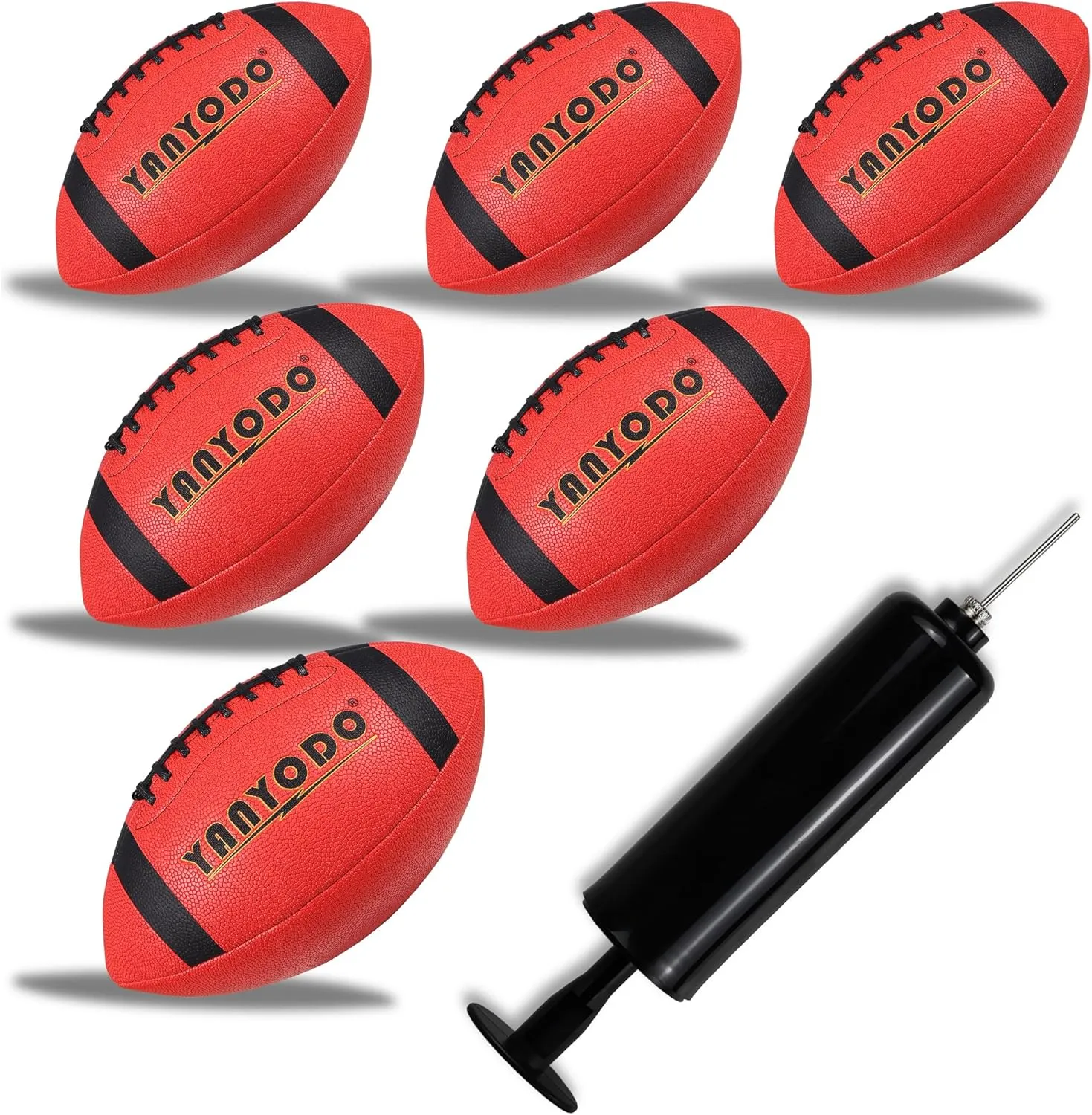 6 Pack Football Size 9 Official Sized Ball with Textured Grip for Youth High School&College Practice, Match and Scrimmage Play Indoors & Outdoors All Weather Use with Pump