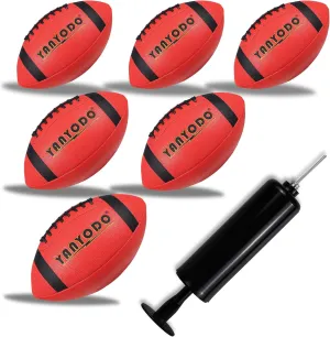 6 Pack Football Size 9 Official Sized Ball with Textured Grip for Youth High School&College Practice, Match and Scrimmage Play Indoors & Outdoors All Weather Use with Pump