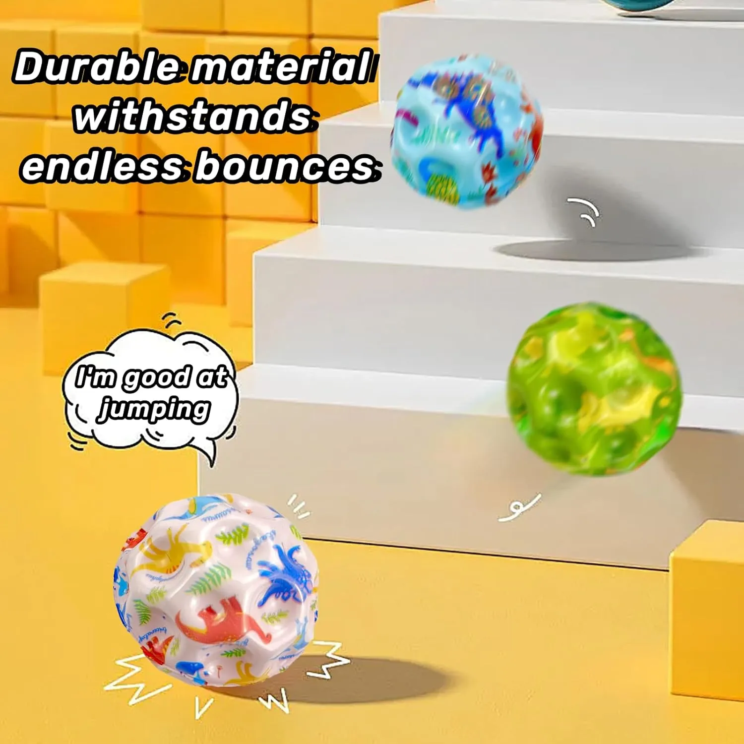 6 Pieces of Super Bouncy High Bounce Balls for Kids and Adults Moon Shape Easy to Grasp and Catch Improve Hand-Eye Coordination Great for Motor Training and Active Play