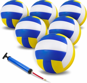 6 Pcs Volleyball Balls Official Size 5, Outdoor Soft Volley Balls with Pump for Womens, Mens, Girls, Youth, Teen and Adult, for Outdoor, Indoor, Beach, Pool, Water and Sand