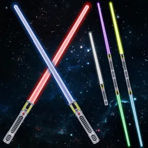 7 Colors Changing Light Saber, Extendable FX Sound with Motion Sensor, Galaxy War Fighter Sword Toy for Kids, Halloween Xmas Birthday Present(2 Pack)