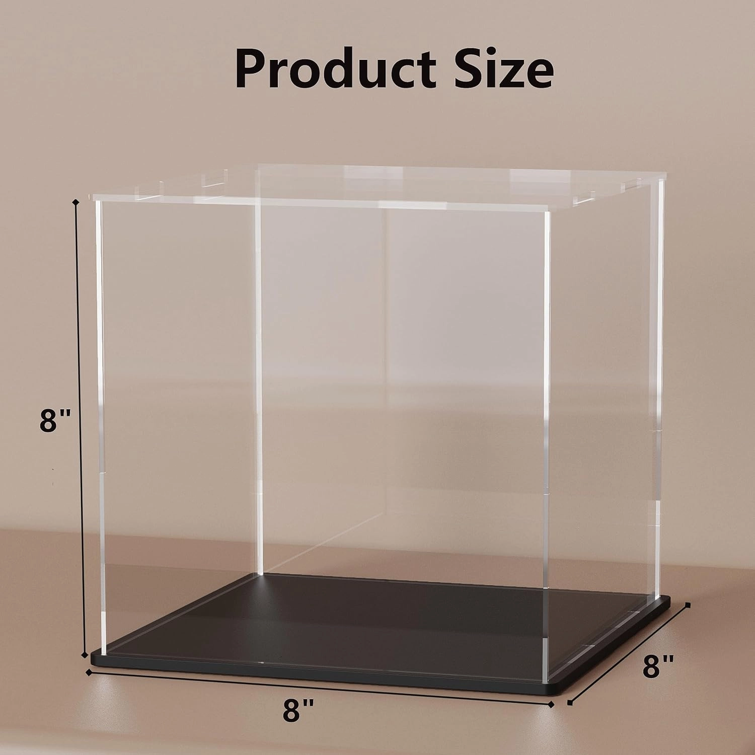 8 Inch Acrylic Display Case for Showcase, Clear Square Acrylic Box for Displaying Toys, Collectibles, Figures and Arts