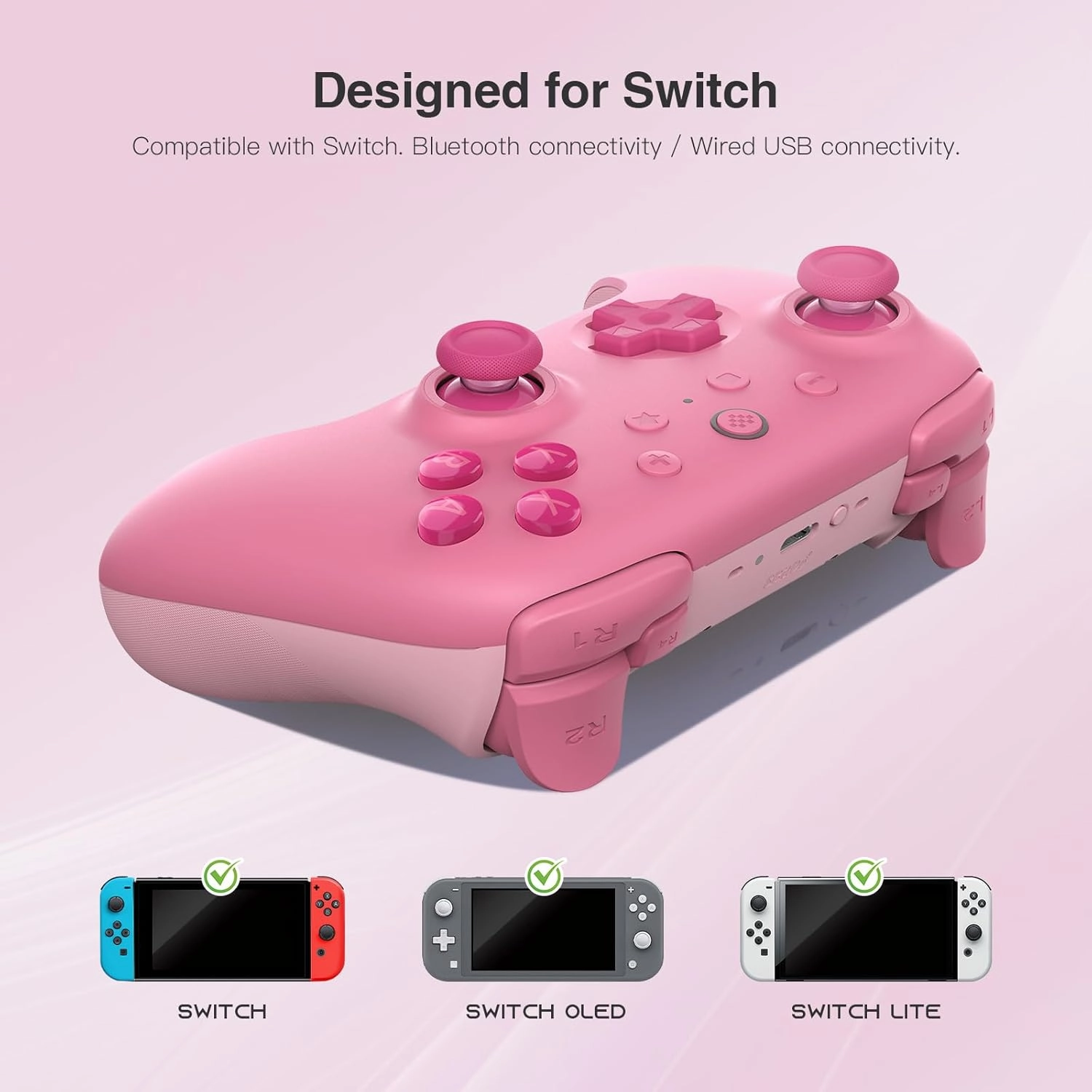 8Bitdo Ultimate 2C Bluetooth Controller (Hall Effect Joystick Update) - for Switch, with Remappable L4/R4 Bumpers, 6-axis Motion Control, Rumble Vibration and Turbo Function (Pink)