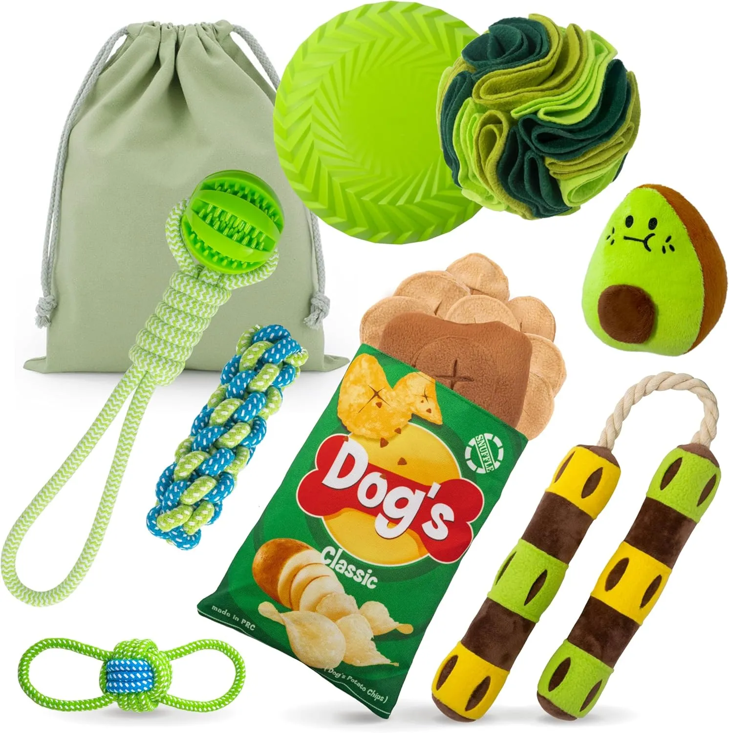 9 Pack Small Dogs Squeaky Toys, Sniffing Interactive Puzzle Ball, Dog Rope Toys, Floatable Flying Disc, Teething Toys, Slow Feeding Training For Small/Medium Breeds, Full Package For New Puppy At Home