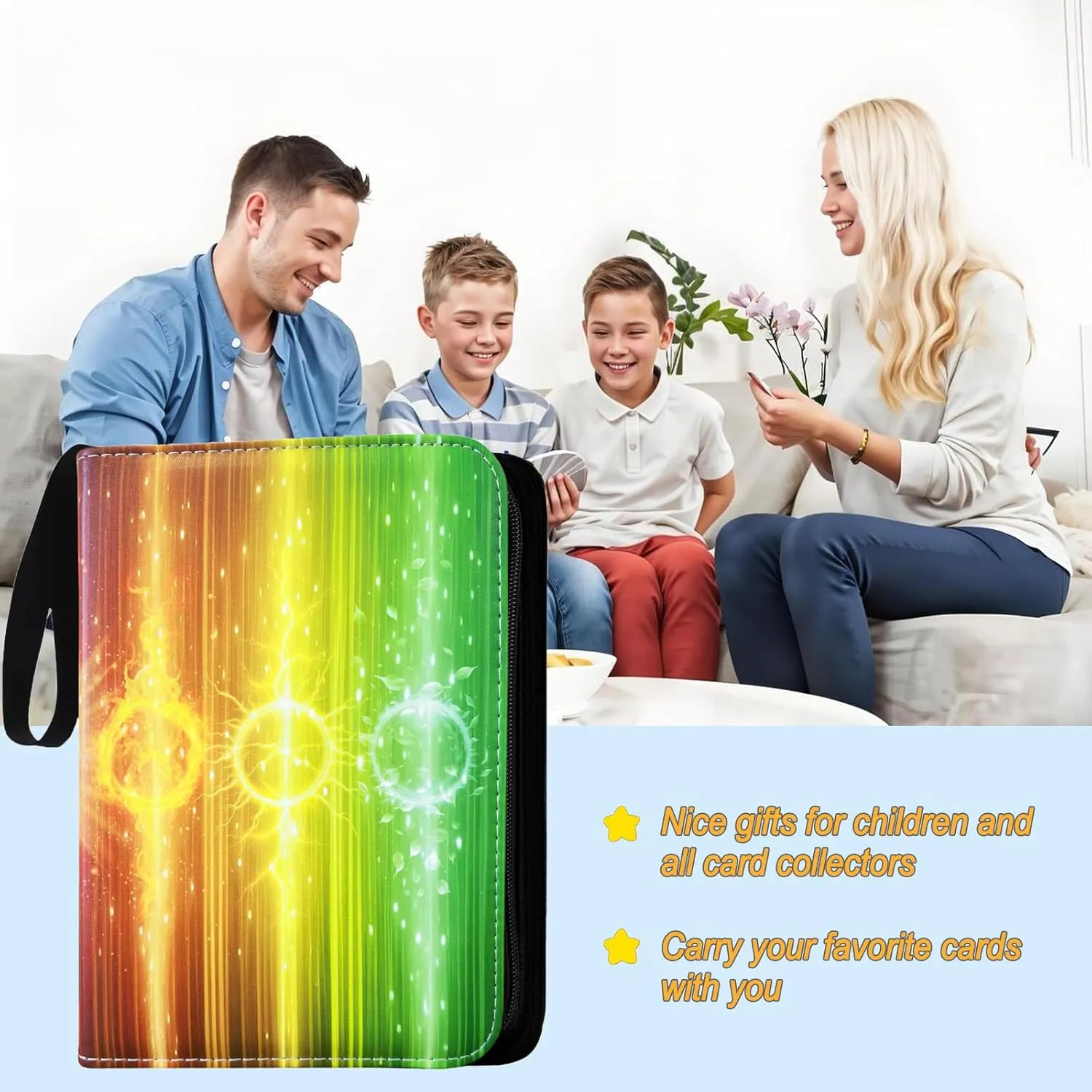 900 Pockets Trading Card Binder,9 Pocket Cards Collect Albums Book Holder with Zipper and 50 Removable Sleeves,for Game Sport Cards