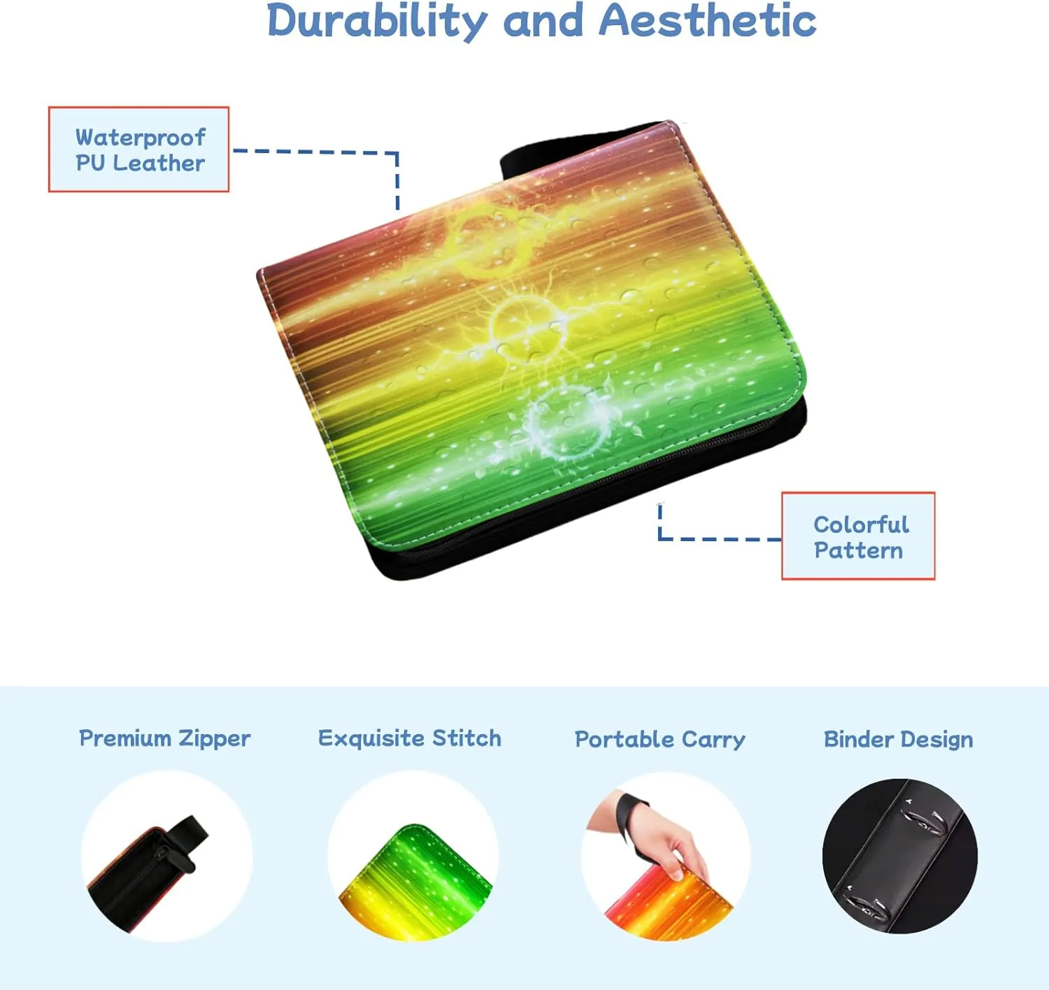 900 Pockets Trading Card Binder,9 Pocket Cards Collect Albums Book Holder with Zipper and 50 Removable Sleeves,for Game Sport Cards