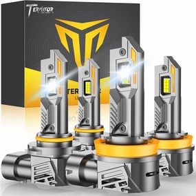 9005 H11 Bulbs Combo, 9005/HB3 H11/H9/H8 LED Bulbs 800% Super Bright 6500K Cool White Fog Lights Bulbs and Off-Road Lights, 5 Mins Plug-N-Play, Pack of 4