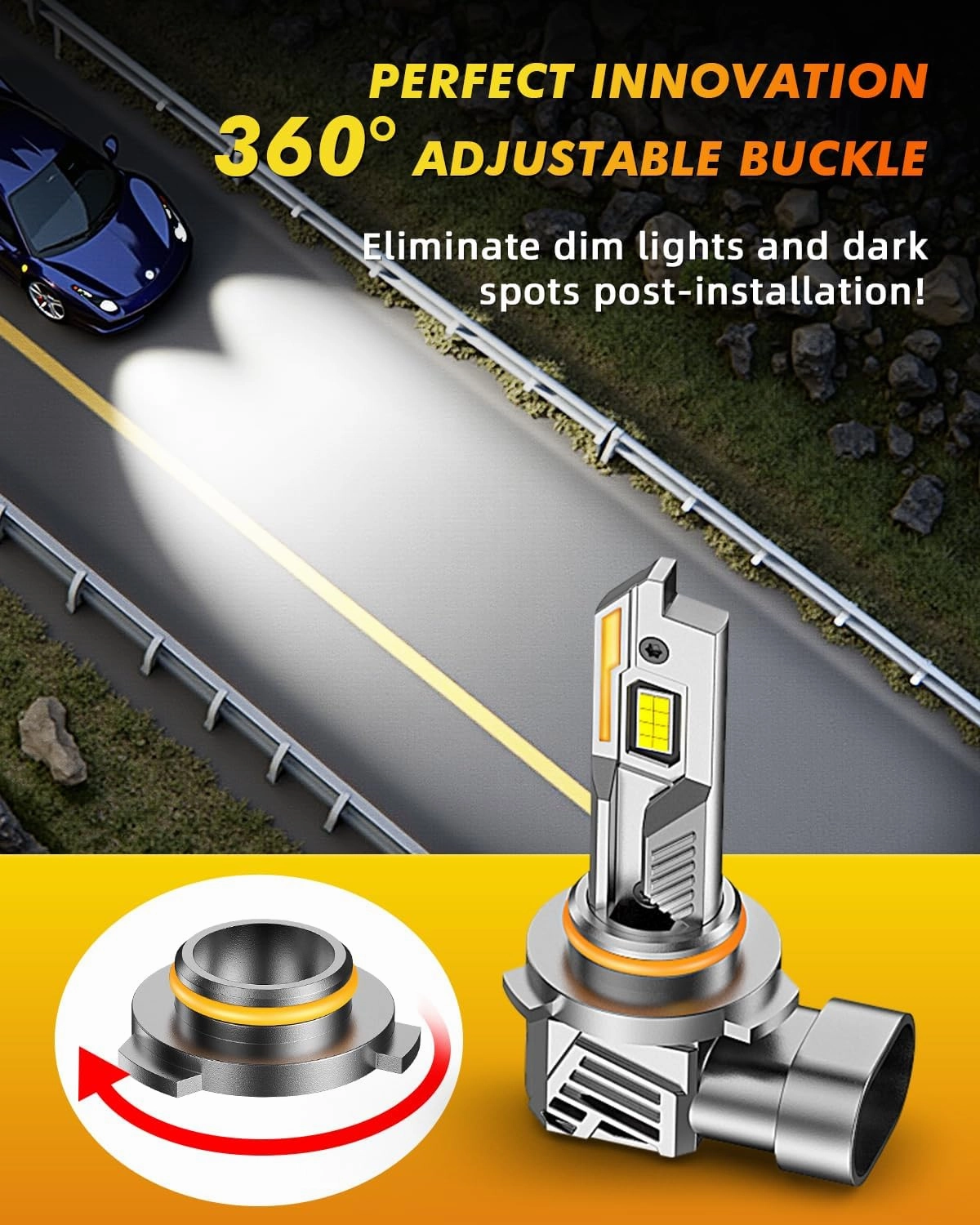 9005 H11 Bulbs Combo, 9005/HB3 H11/H9/H8 LED Bulbs 800% Super Bright 6500K Cool White Fog Lights Bulbs and Off-Road Lights, 5 Mins Plug-N-Play, Pack of 4
