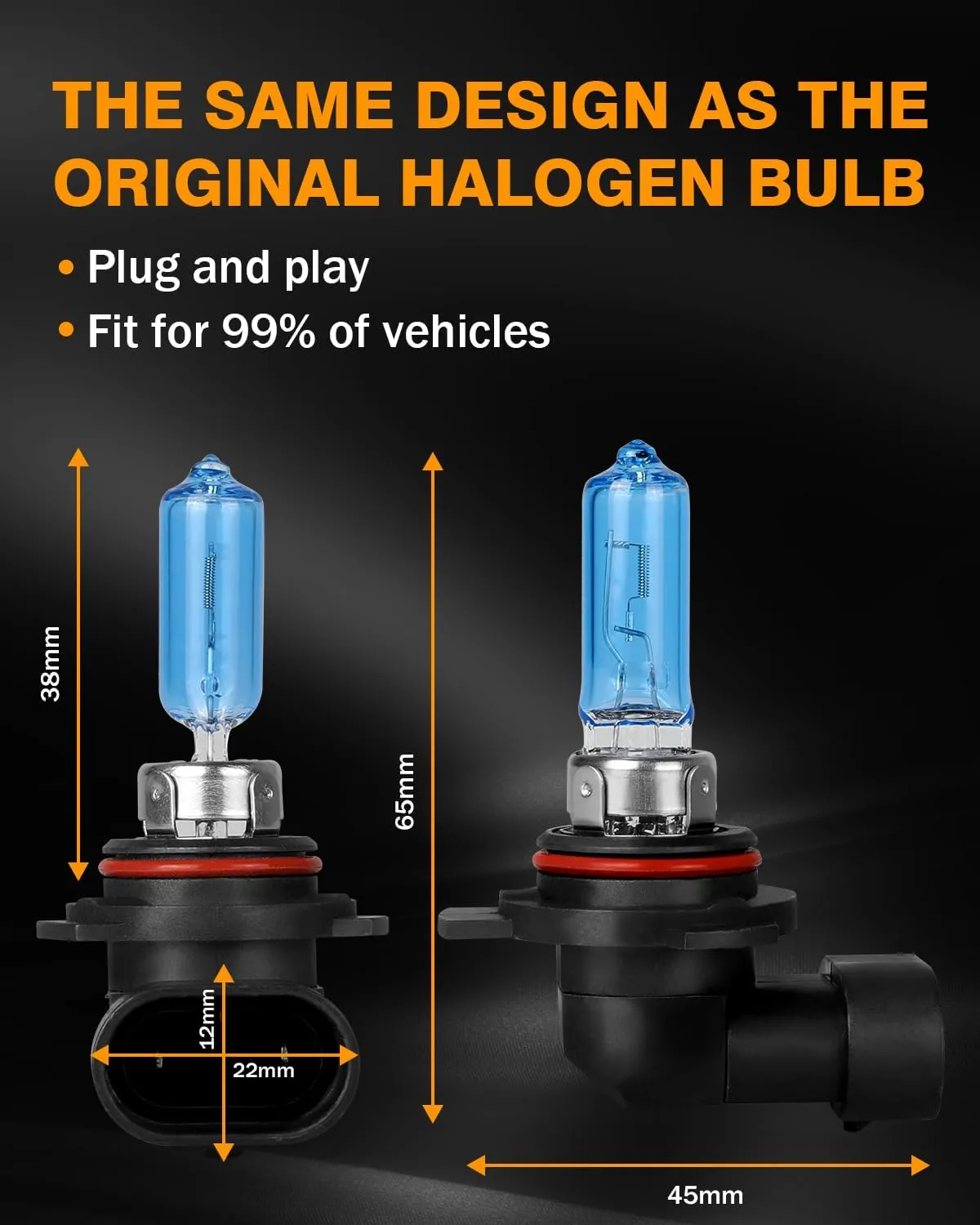 9012 High Performance Headlight Bulbs For Chrysler 200 300 (2011-2015) Halogen Bulbs, 9012 HIR2 High Low Beam Light Bulbs Super Bright 5000K Front Light Car Replacement Bulb, 2PCS