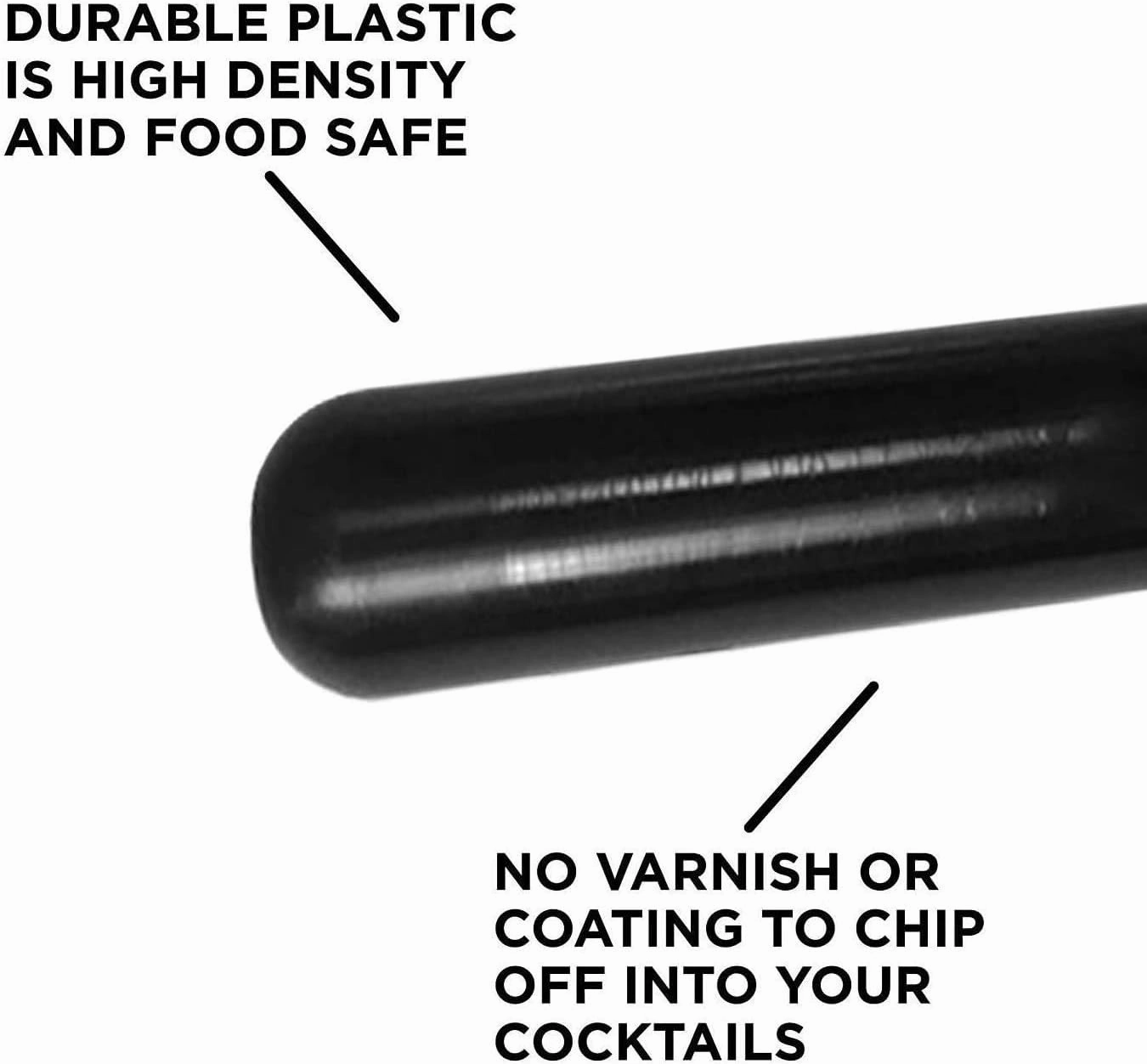 (Pack of 6) Poly Black Bar Muddler Netted Head Professional Drink Muddler Bartender Tool