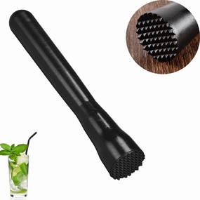 (Pack of 6) Poly Black Bar Muddler Netted Head Professional Drink Muddler Bartender Tool