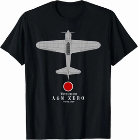 A6M Zero Tech Drawing WWII Japanese Fighter Airplane T-shirt T-Shirt