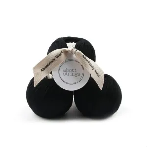 About Strings 100% Extra Fine Merino Wool No. 3 Light DK Yarn 1.76oz(50g) 109 Yards per Ball, 3-Pack (Black)