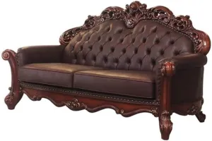 Acme Vendome Loveseat with 2 Pillows in Cherry PU