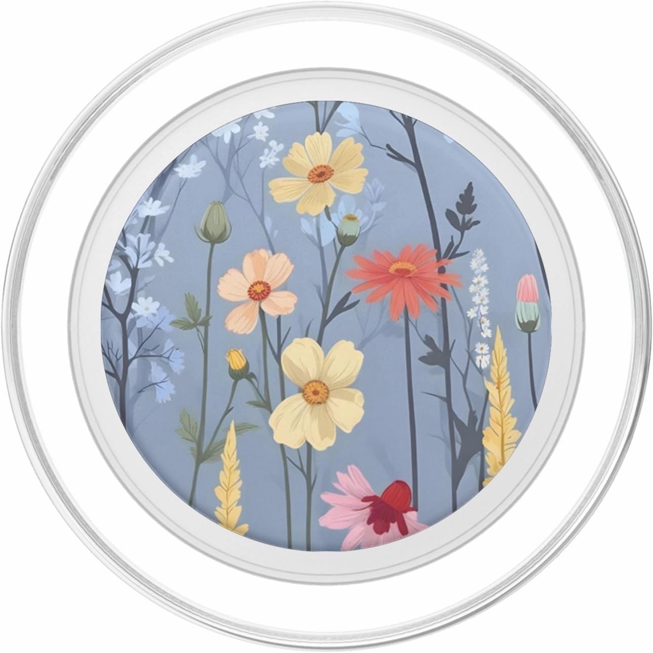 Aconite Flower Light Blue Colorful Floral Pattern PopSockets PopGrip for MagSafe