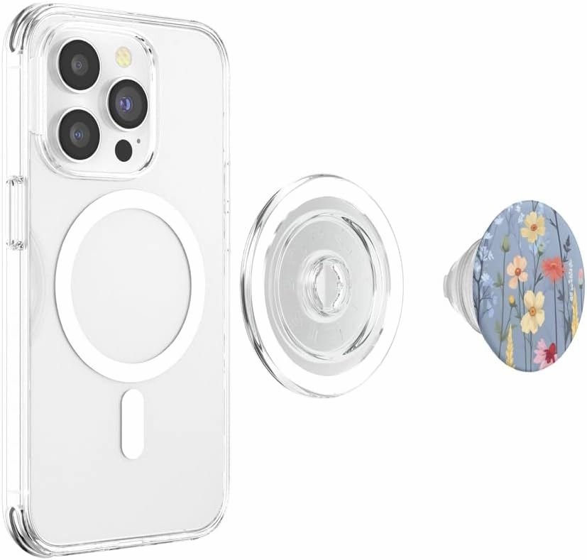 Aconite Flower Light Blue Colorful Floral Pattern PopSockets PopGrip for MagSafe