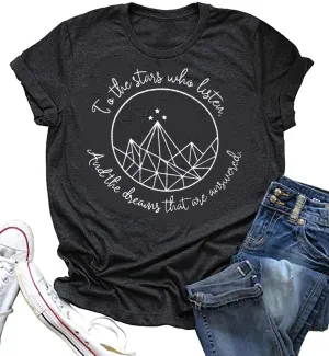 Acotar Velaris Shirt Tee Tops Women Night Court Symbol Tee Tops Funny Letter Printed Short Sleeve Tee Gifts Shirts