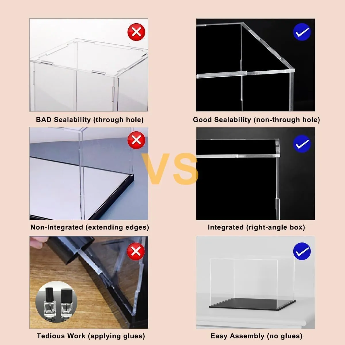 Acrylic Display Case for Large Books, Clear Flat Acrylic Box for Displaying Books, Medals, Stamps, Collectibles and Cards, 13" L x 3" W x 10" H