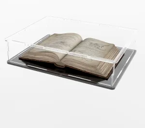 Acrylic Display Case for Large Books, Clear Flat Acrylic Box for Displaying Books, Medals, Stamps, Collectibles and Cards, 13" L x 3" W x 10" H