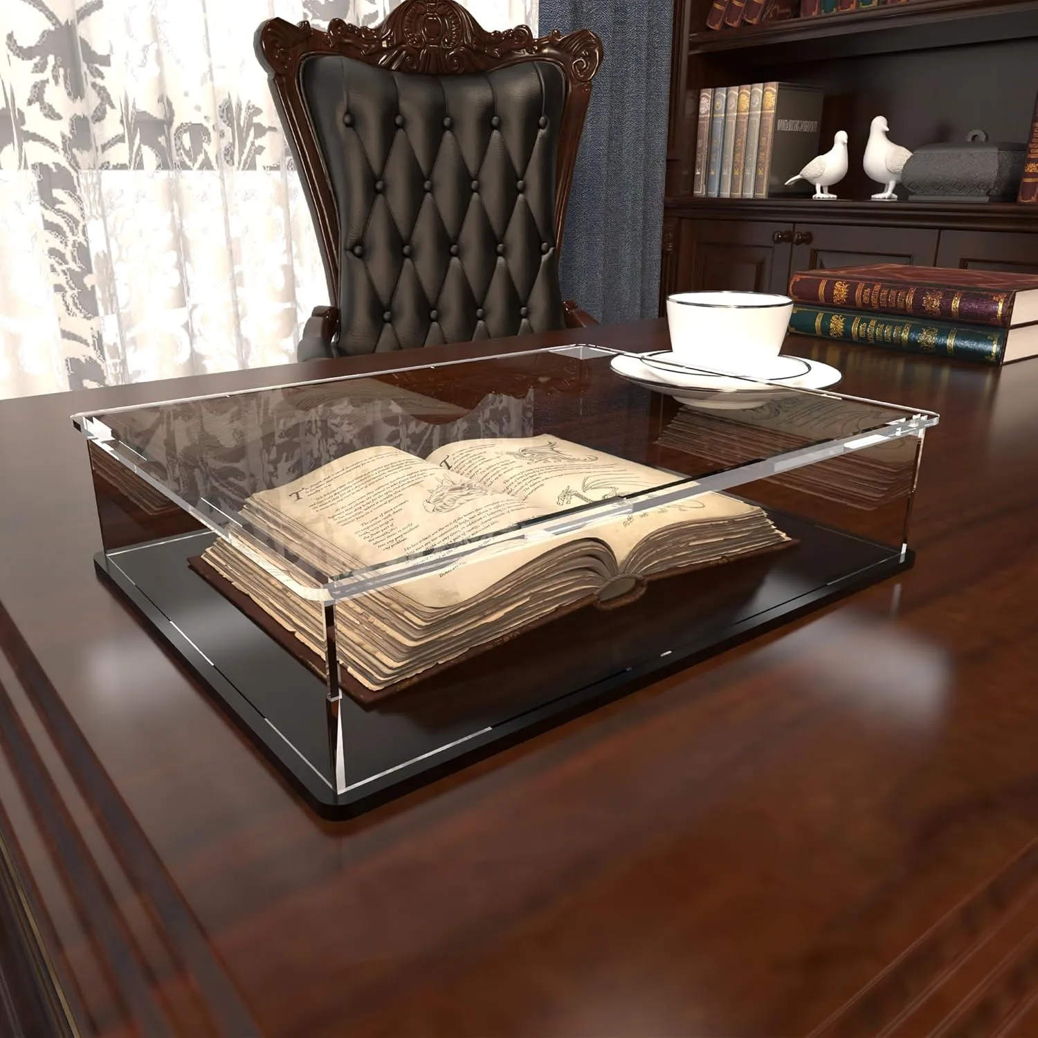 Acrylic Display Case for Large Books, Clear Flat Acrylic Box for Displaying Books, Medals, Stamps, Collectibles and Cards, 13" L x 3" W x 10" H