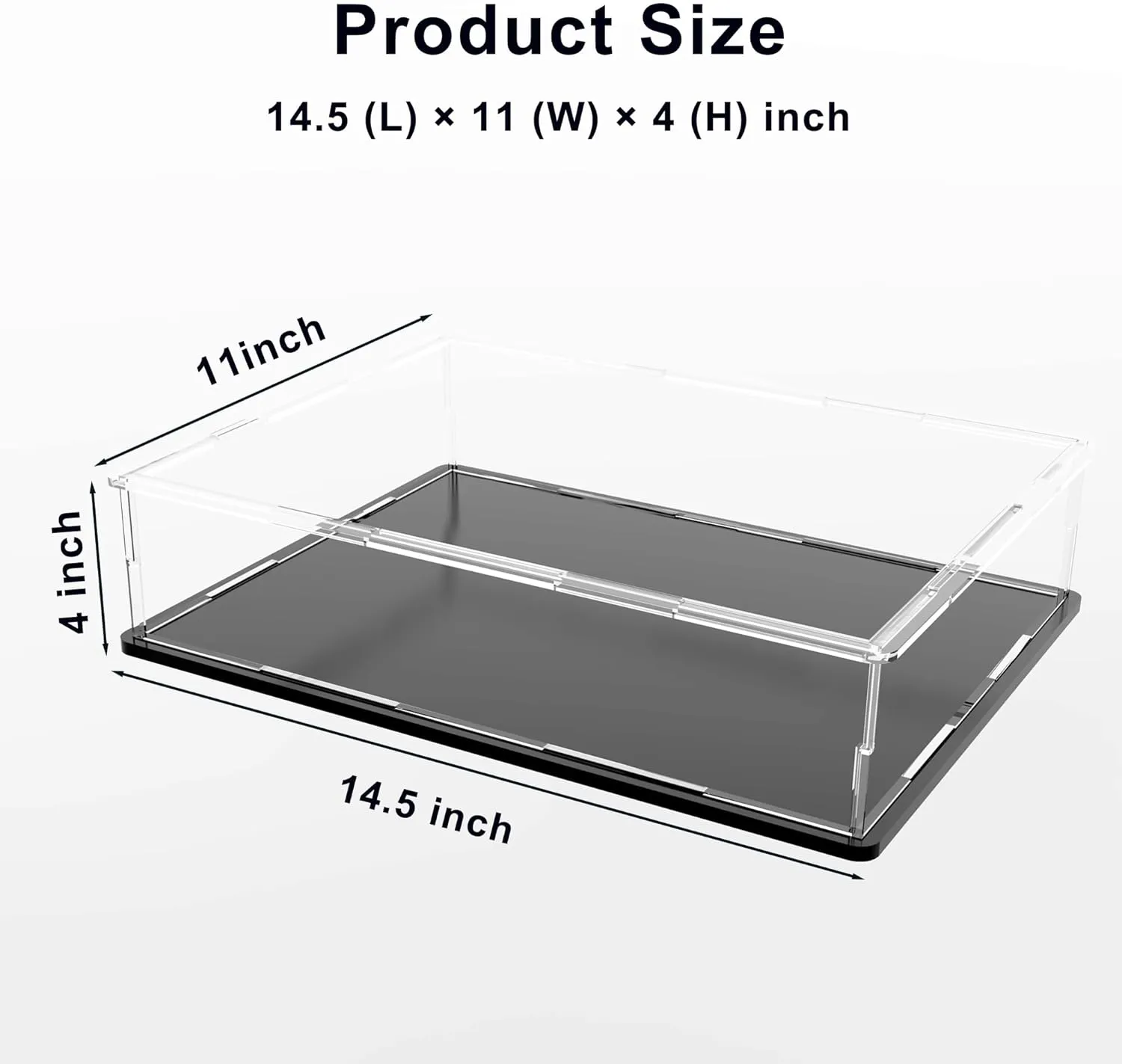 Acrylic Display Case for Large Books, Clear Flat Acrylic Box for Displaying Books, Medals, Stamps, Collectibles and Cards, 13" L x 3" W x 10" H