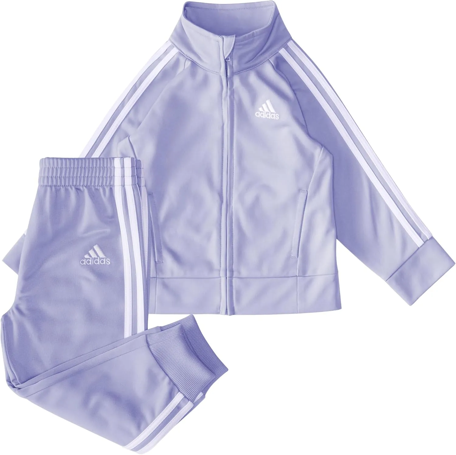 adidas Girls' Zip Front Classic Tricot Jacket and Joggers Set