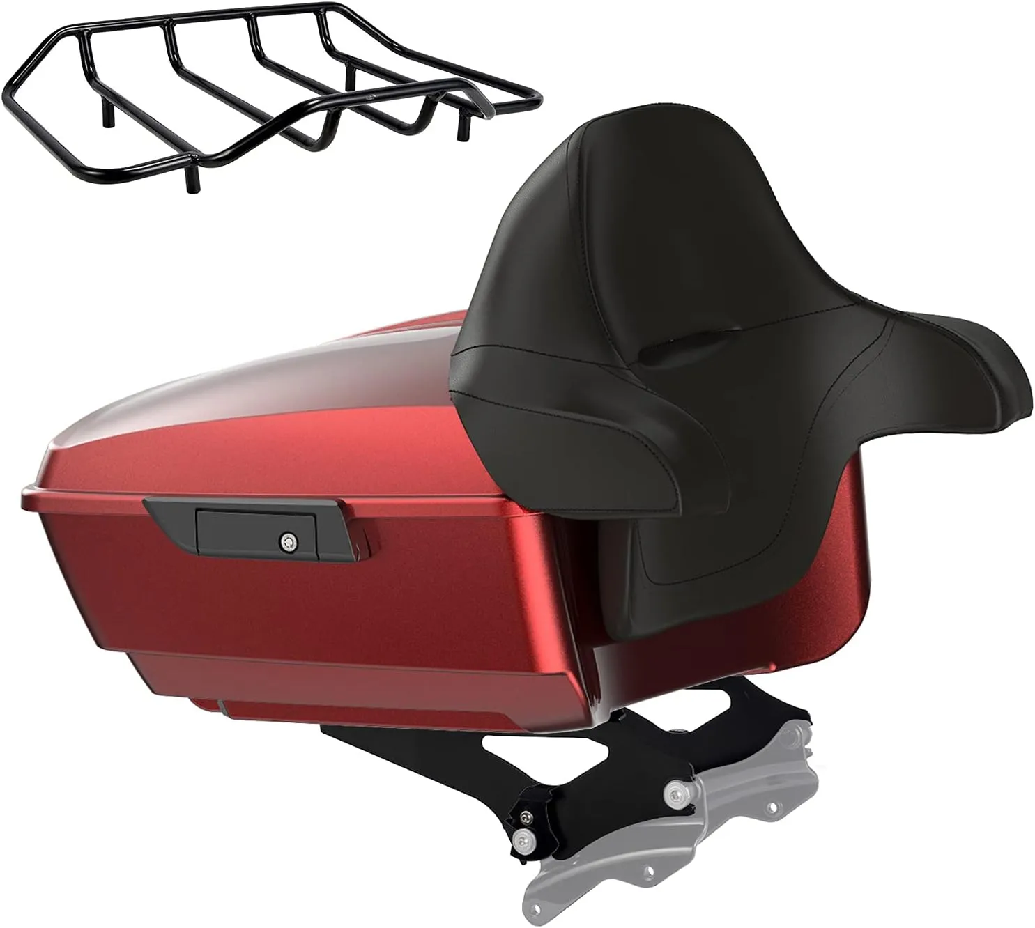 Advanblack Hard Candy Hot Rod Red Flake King Tour Pack, Black Mount Bracket & Top Luggage Rack Fit for 2009-Later Harley Touring, Road Glide, Street Glide Special, Road King, Electra Glide