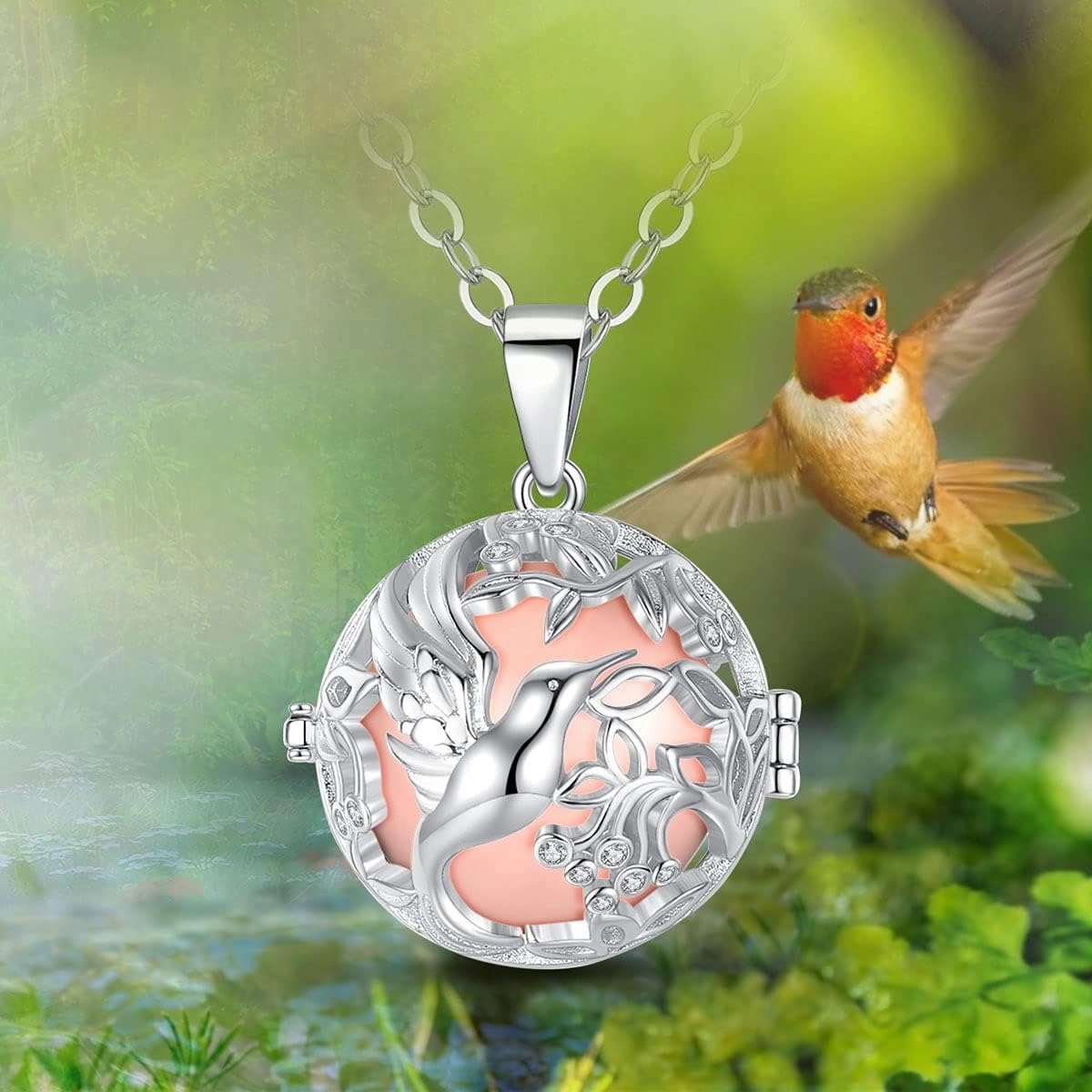 AEONSLOVE Harmony Ball Necklace for Pregnancy Gifts, Angel Chime Caller Bola Hummingbird Necklace for Women Maternity Mom to be Jewelry, 30 & 45 Inch Chains