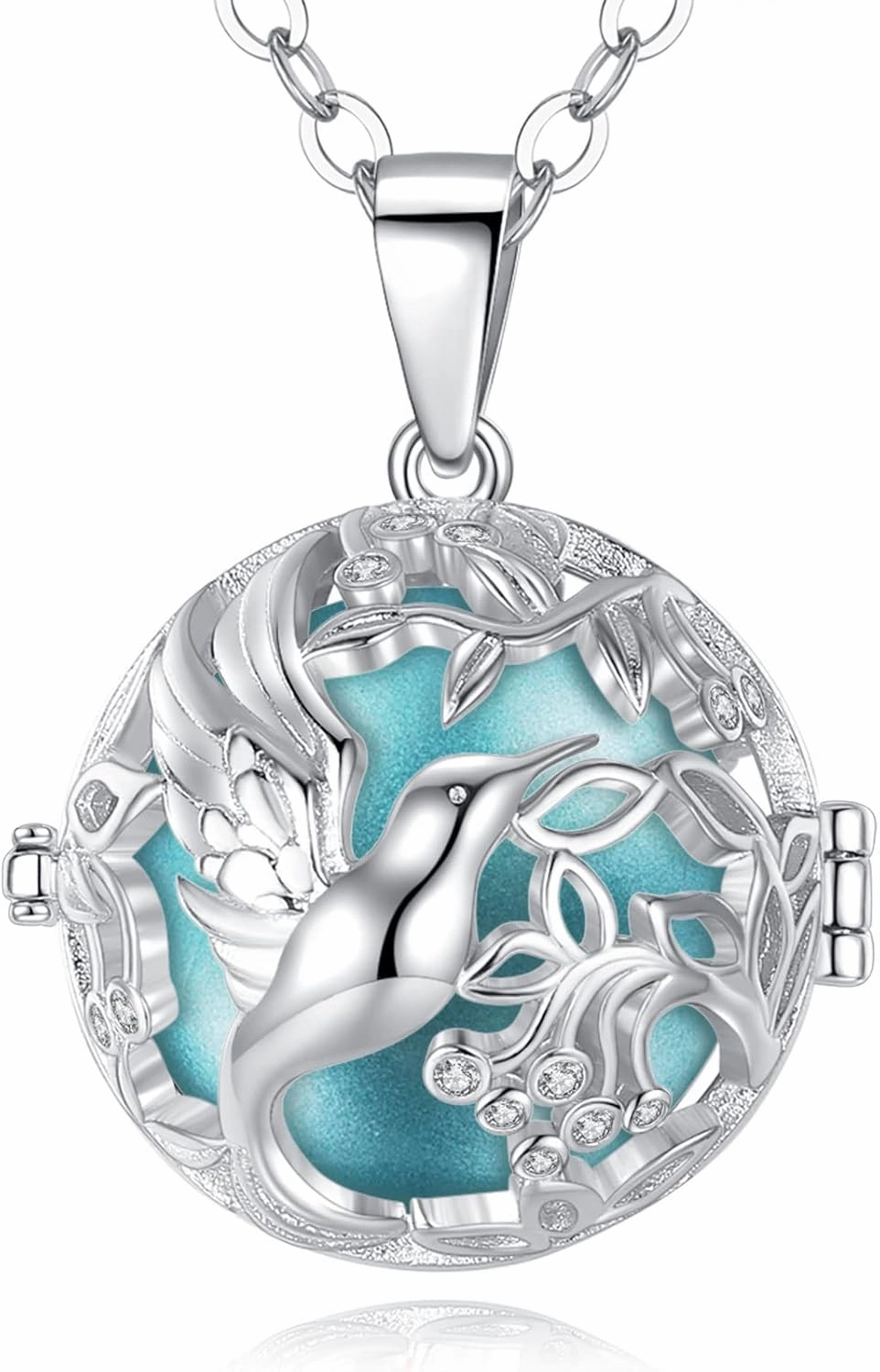 AEONSLOVE Harmony Ball Necklace for Pregnancy Gifts, Angel Chime Caller Bola Hummingbird Necklace for Women Maternity Mom to be Jewelry, 30 & 45 Inch Chains
