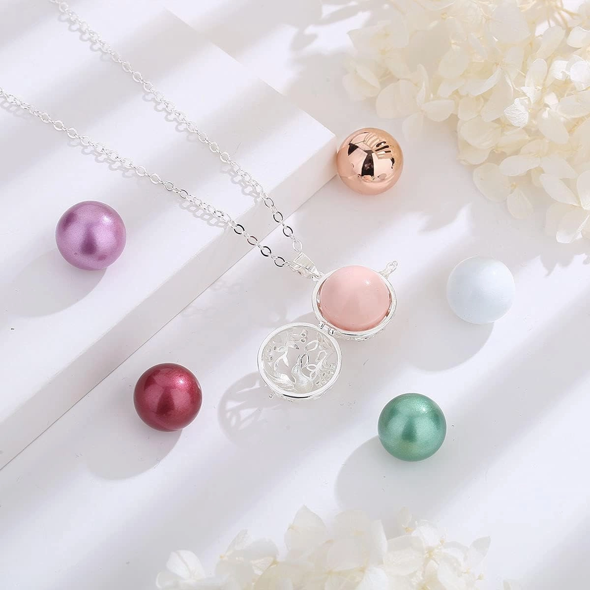 AEONSLOVE Harmony Ball Necklace for Pregnancy Gifts, Angel Chime Caller Bola Hummingbird Necklace for Women Maternity Mom to be Jewelry, 30 & 45 Inch Chains
