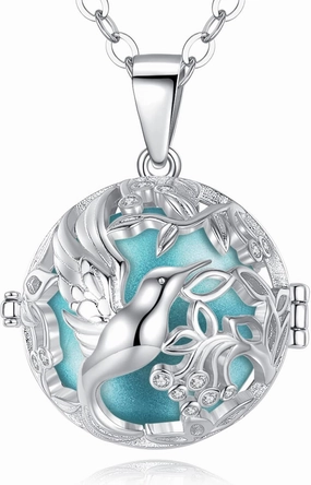 AEONSLOVE Harmony Ball Necklace for Pregnancy Gifts, Angel Chime Caller Bola Hummingbird Necklace for Women Maternity Mom to be Jewelry, 30 & 45 Inch Chains