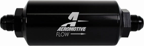 Aeromotive 12379 Filter, In-Line, 100-Micron Stainless Mesh Element, AN-08 Male, Bright-Dip Black, 2" OD
