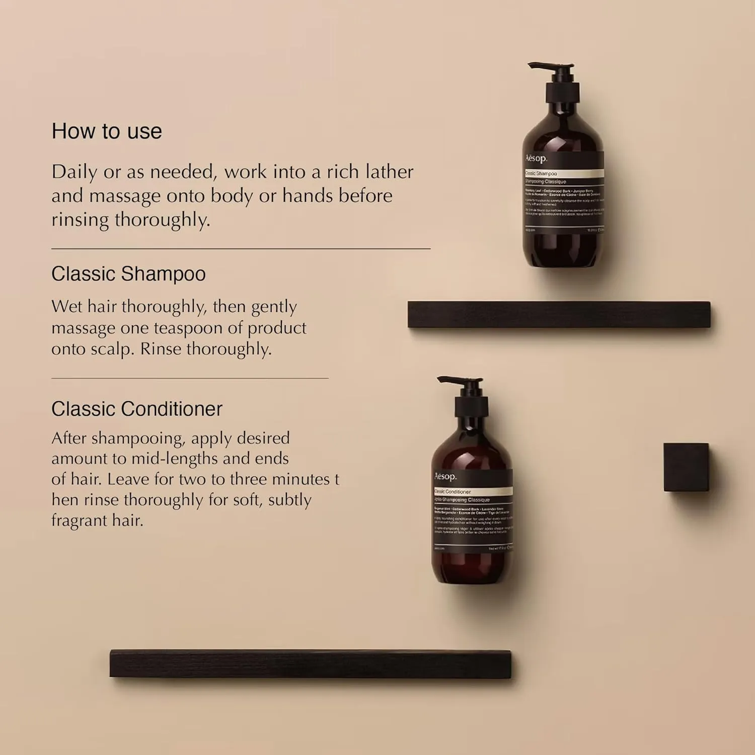 Aesop Classic Shampoo & Classic Conditioner Set | Adds Shine, Hydration, Softness to Hair | 500 mL / 16.9 oz