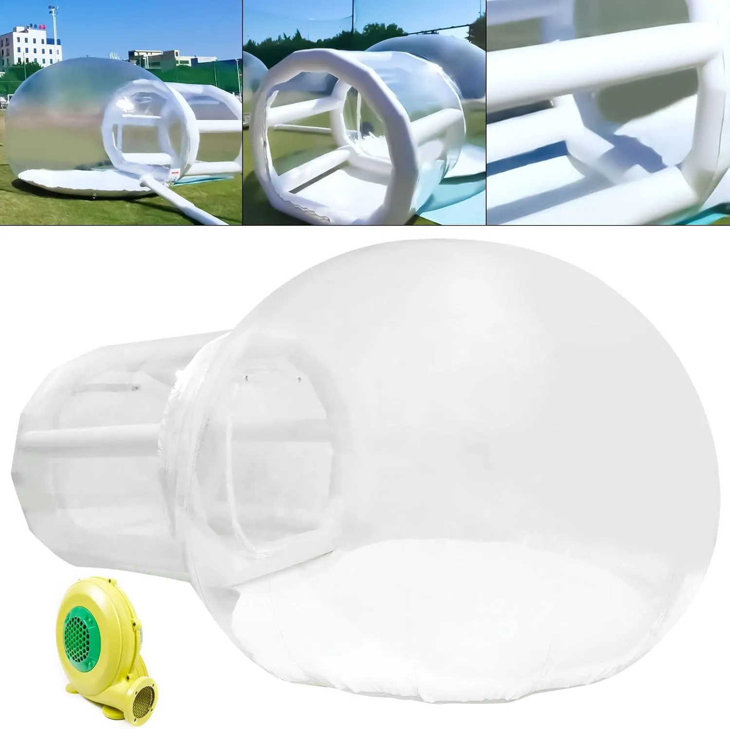Air Fort Bubble Tent Inflatable Tent Igloo Tent D-Ring Single Tunnel Bubble House Dome Greenhouse 2-4 People Tent for Camping w/Blower for Outdoor Family Backyard Camping Festivals Stargazing