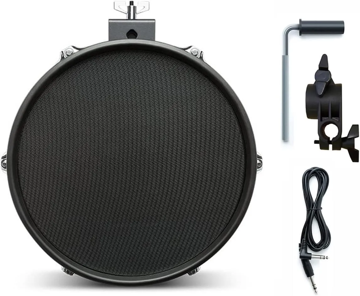 Alesis Surge 10 inch Mesh Drum Pad with Clamp and Silverline Audio 10ft Trigger Cable Bundle Package