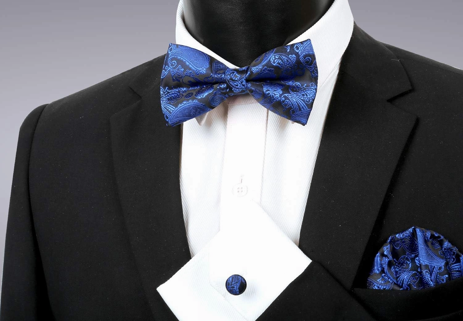 Alizeal Mens Paisley Bow Tie, Pocket Square, Cufflinks Set