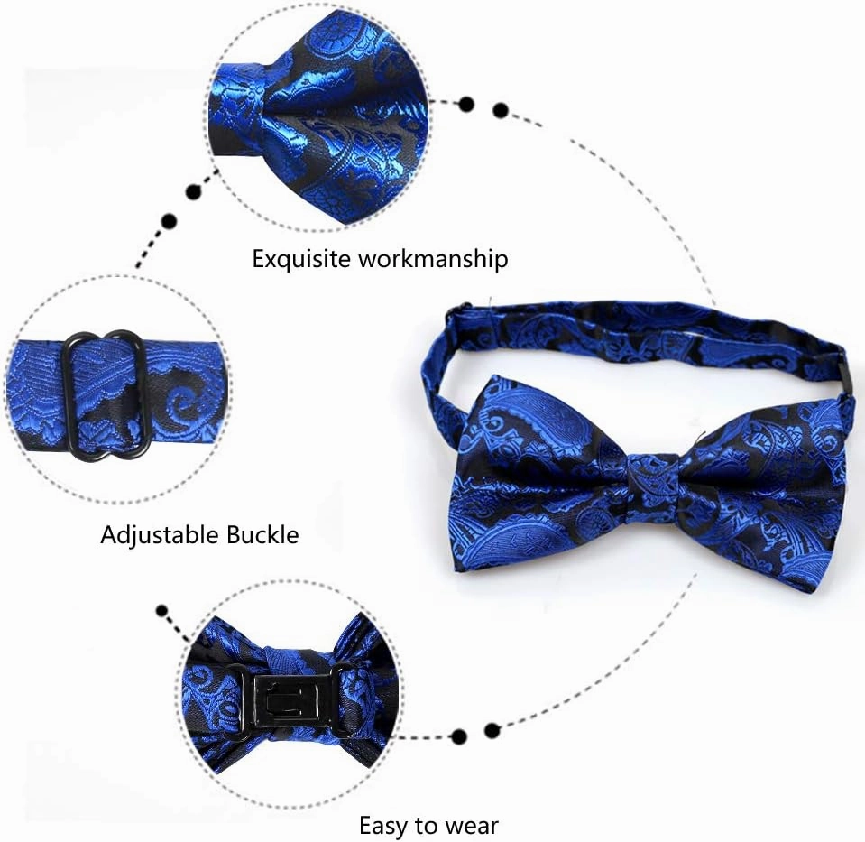 Alizeal Mens Paisley Bow Tie, Pocket Square, Cufflinks Set