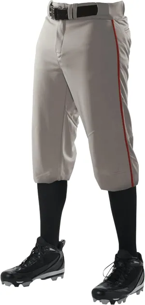 Alleson Athletic Men's Crush Knicker Braided Baseball Pant – Pro-Style Fit, Durable Fabric, Moisture-Wicking, Grey/Red, Small