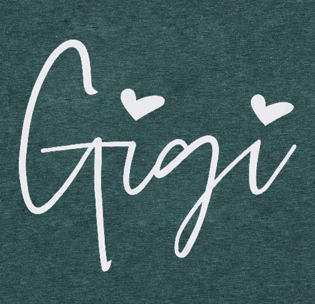 ALLTB Gigi Shirts Women Gigi Heart Graphic Tshirts Cute Grandma Shirt Nana Gifts Tops Casual Holiday Short Sleeve Tee
