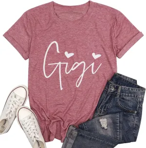 ALLTB Gigi Shirts Women Gigi Heart Graphic Tshirts Cute Grandma Shirt Nana Gifts Tops Casual Holiday Short Sleeve Tee
