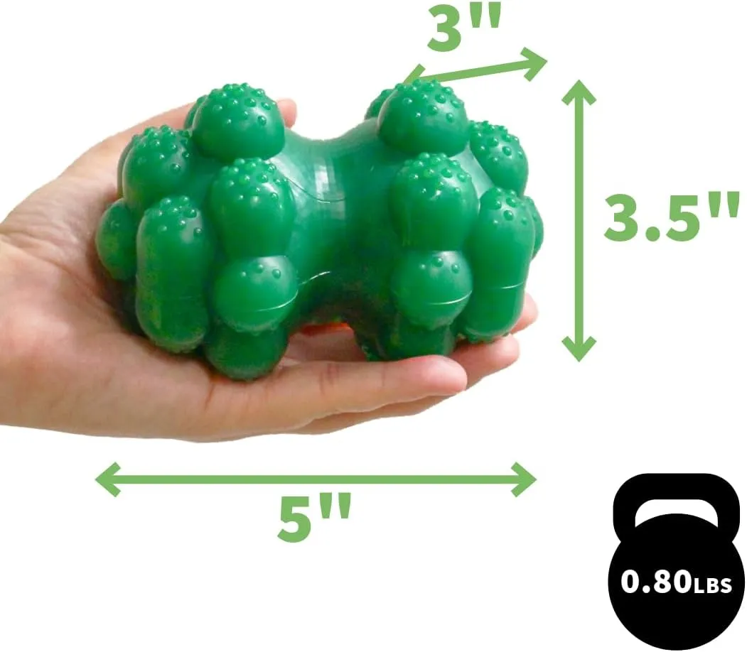 Alpha - Biter - Indestructible Bumpy Rubber Dog Enrichment Toy Made for Aggressive Chewers - Choose Your Color - 5" L × 3.5" W × 3" H (Green)