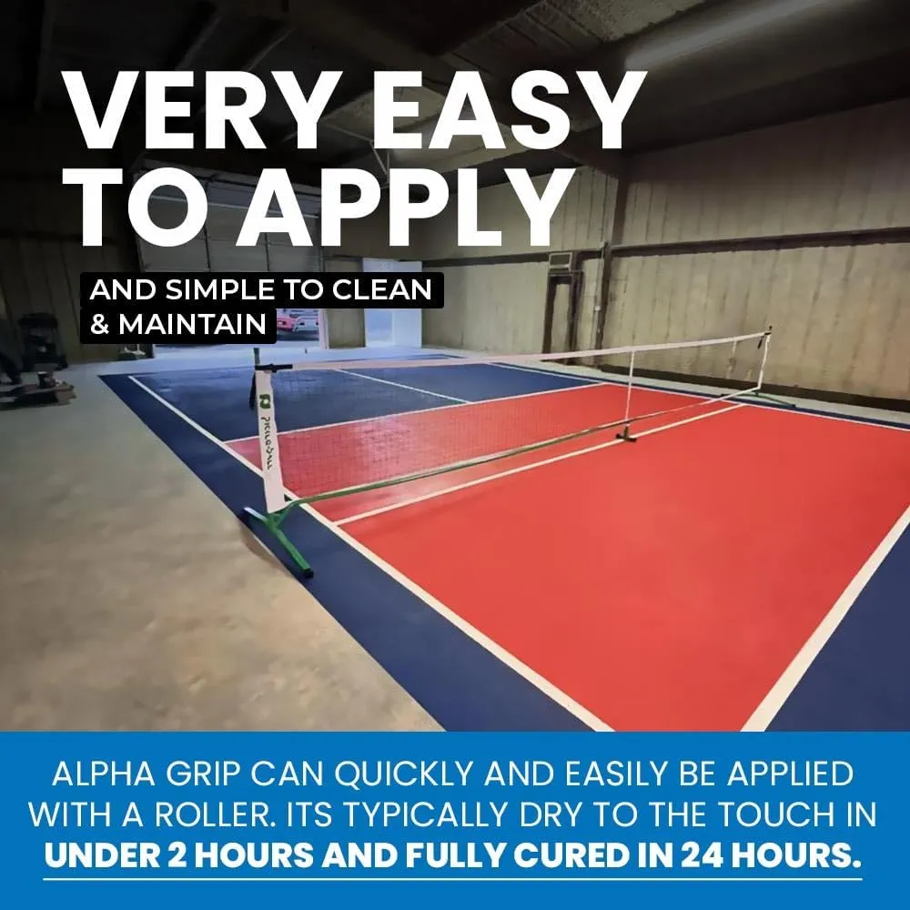 Alpha Grip Pickleball Court Paint for Concrete, Asphalt and Stone – Non-Skid Coating for Superior Traction (Pickleball Blue, 1 Gallon)