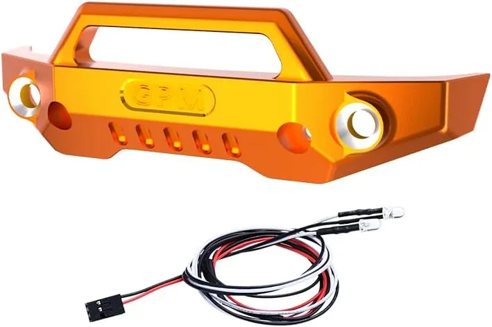Aluminum 7075 Alloy Front Bumper With LED Lights For Traxxas 1/16 Mini Maxx 4WD RTR Brushless Monster Truck 107154-1 Upgrades - Orange