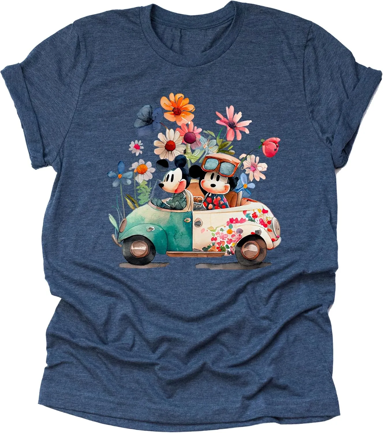 AMAZING RETRO Mickey Flower and Garden Shirt, Unisex Casual Short Sleeve