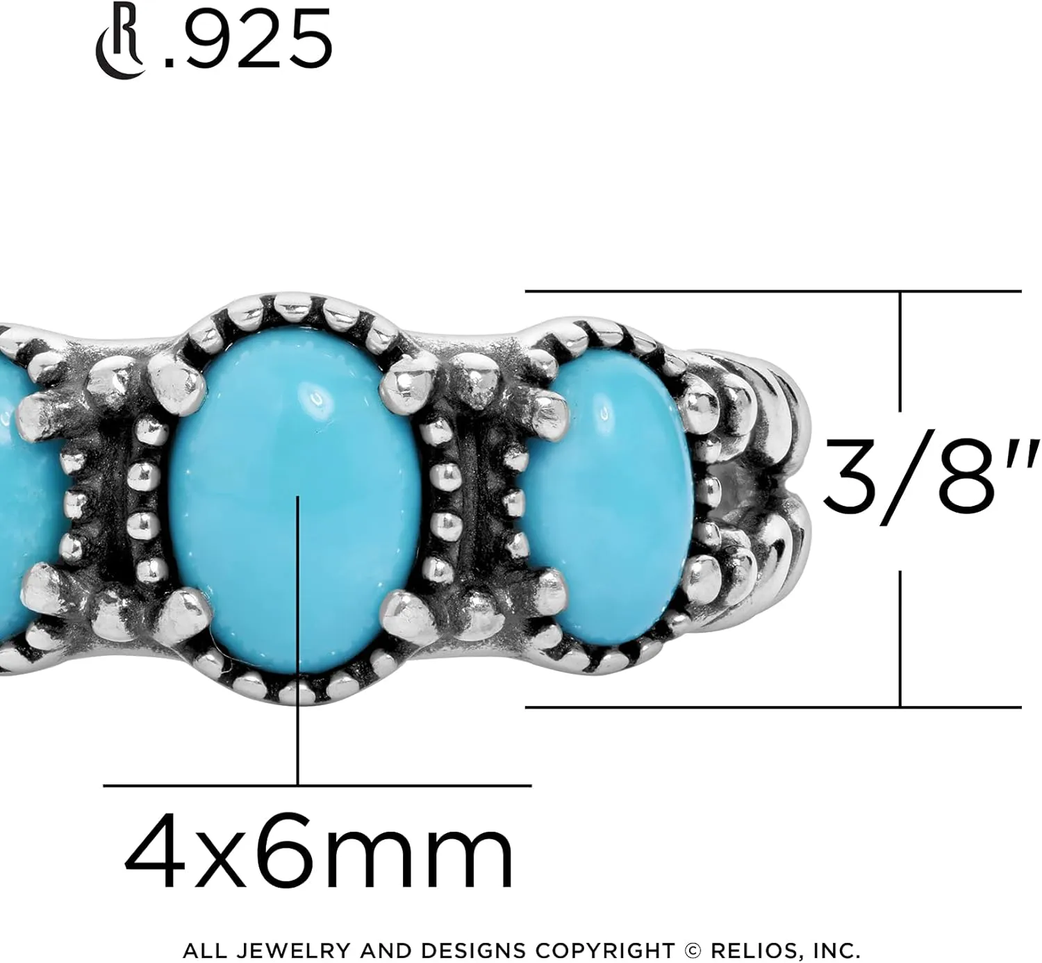 American West Jewelry Sterling Silver Choice of Gemstone Color 3-Stone Ring, Sizes 5 to 10