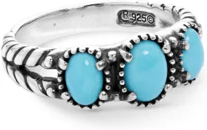 American West Jewelry Sterling Silver Choice of Gemstone Color 3-Stone Ring, Sizes 5 to 10