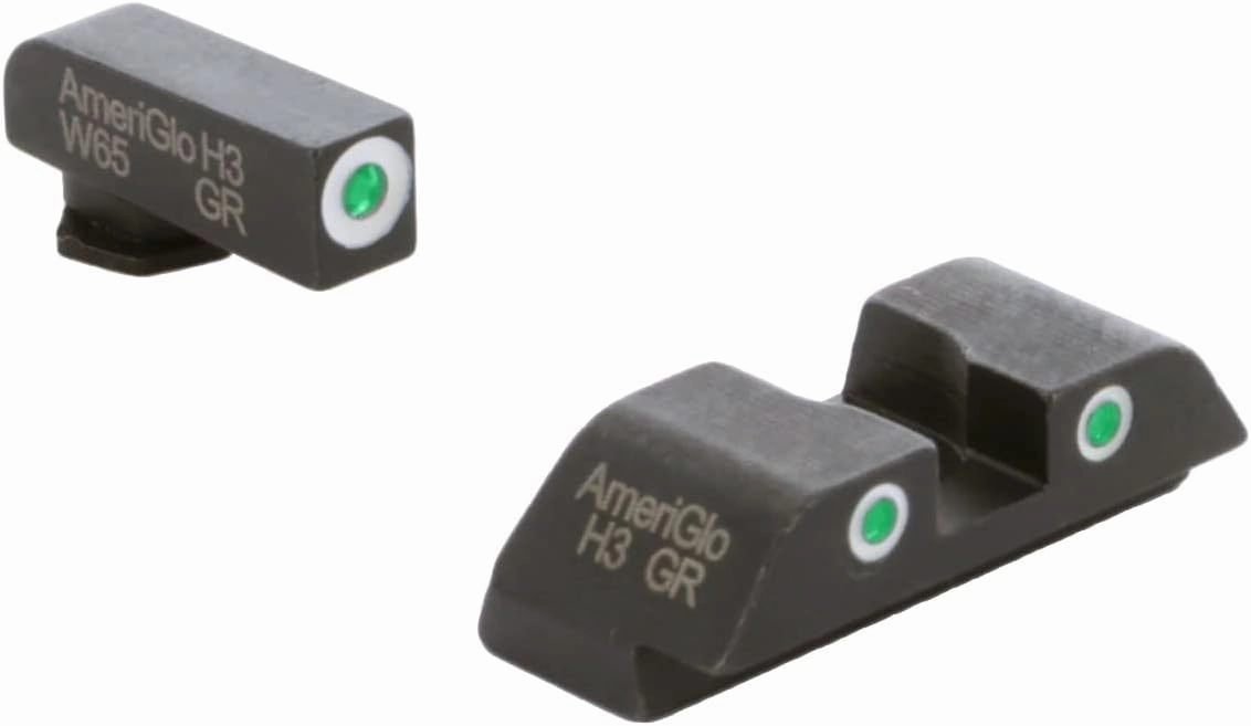 AMERIGLO Classic Series Easily Visible Tritium 3 Dot Night Sight Set - Compatible with Glock Gen 5 9mm/.40, Fits MOS Slide