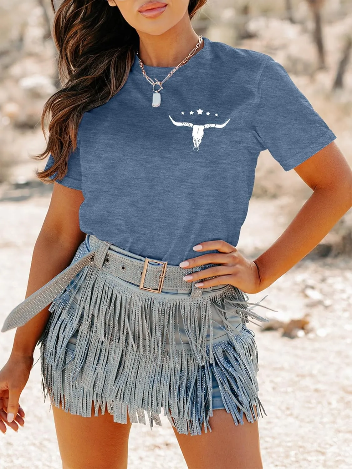 Anbech Womens Western Graphic Cowgirls Shirt Rodeo Print Tops Short Sleeve Cowboy Tops