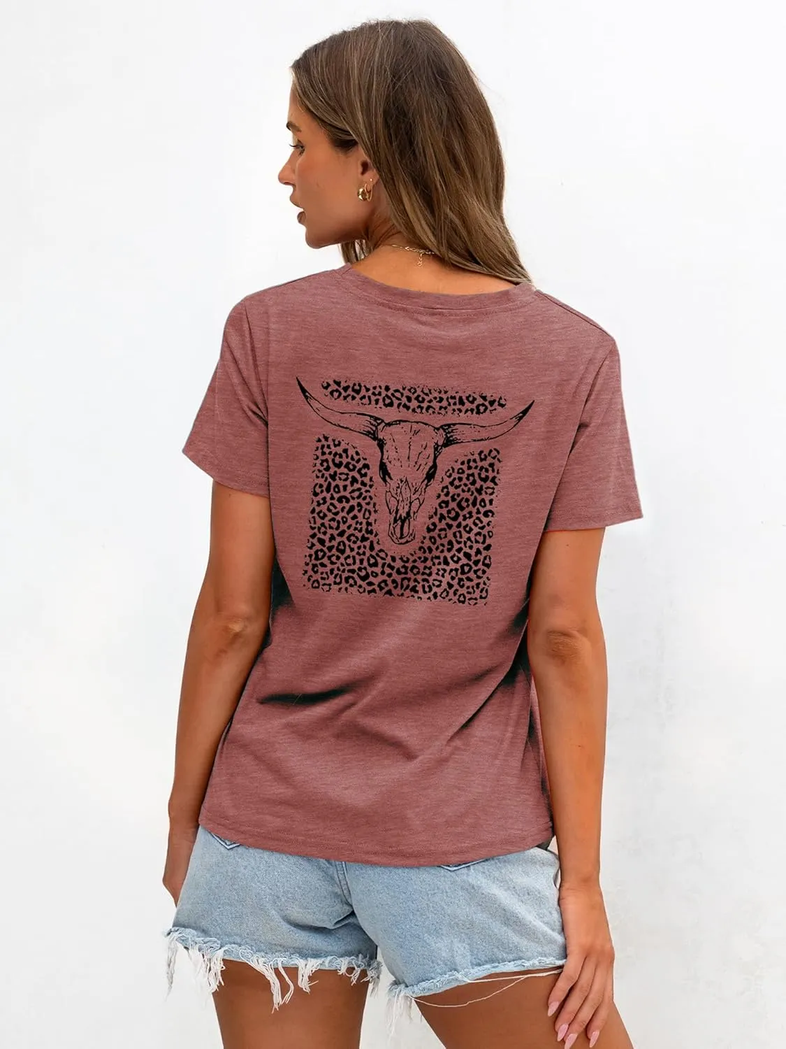 Anbech Womens Western Graphic Cowgirls Shirt Rodeo Print Tops Short Sleeve Cowboy Tops
