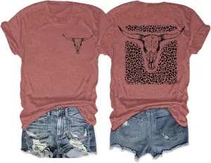 Anbech Womens Western Graphic Cowgirls Shirt Rodeo Print Tops Short Sleeve Cowboy Tops
